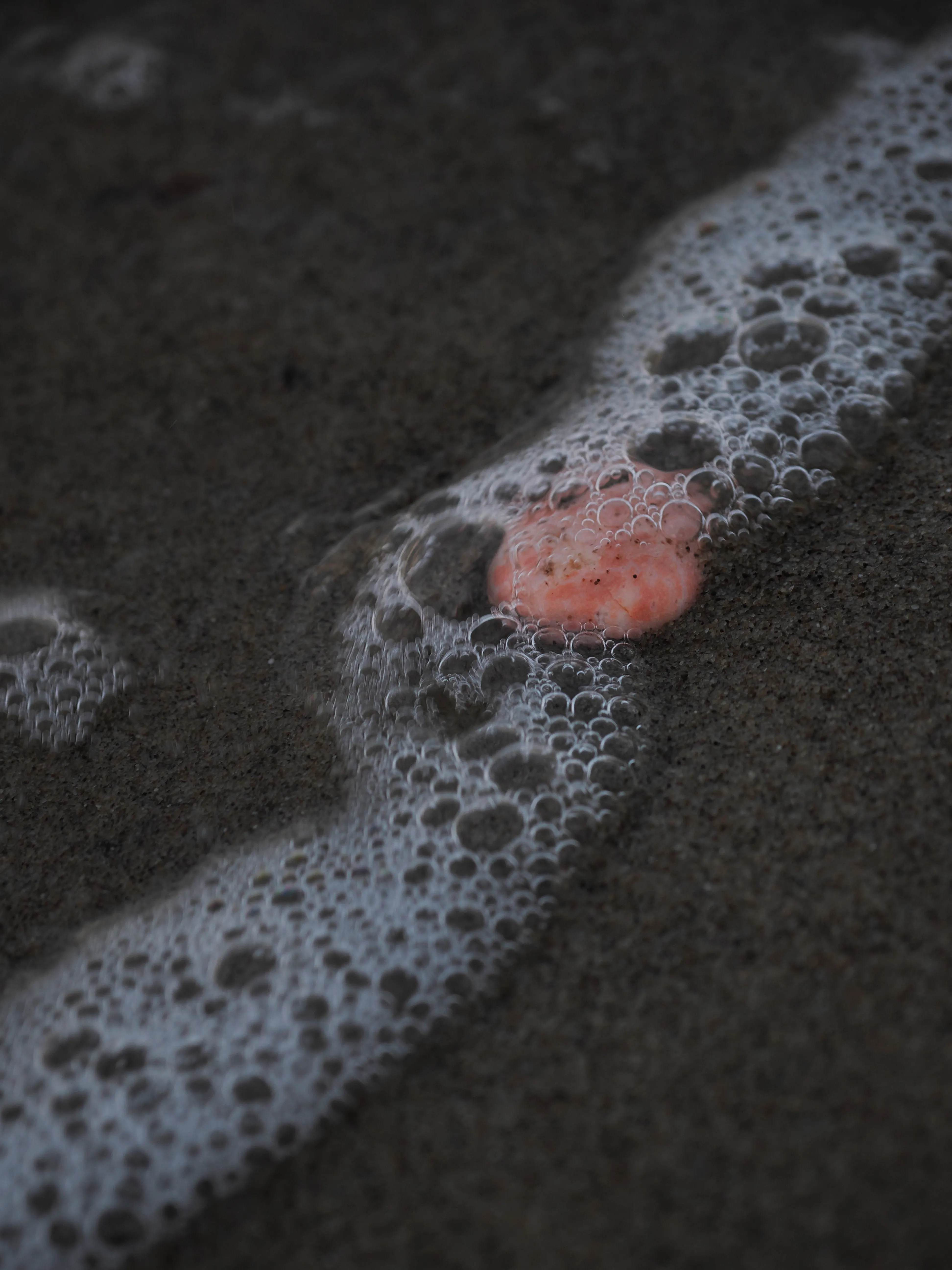 Foto pietra rosa sulla spiaggia